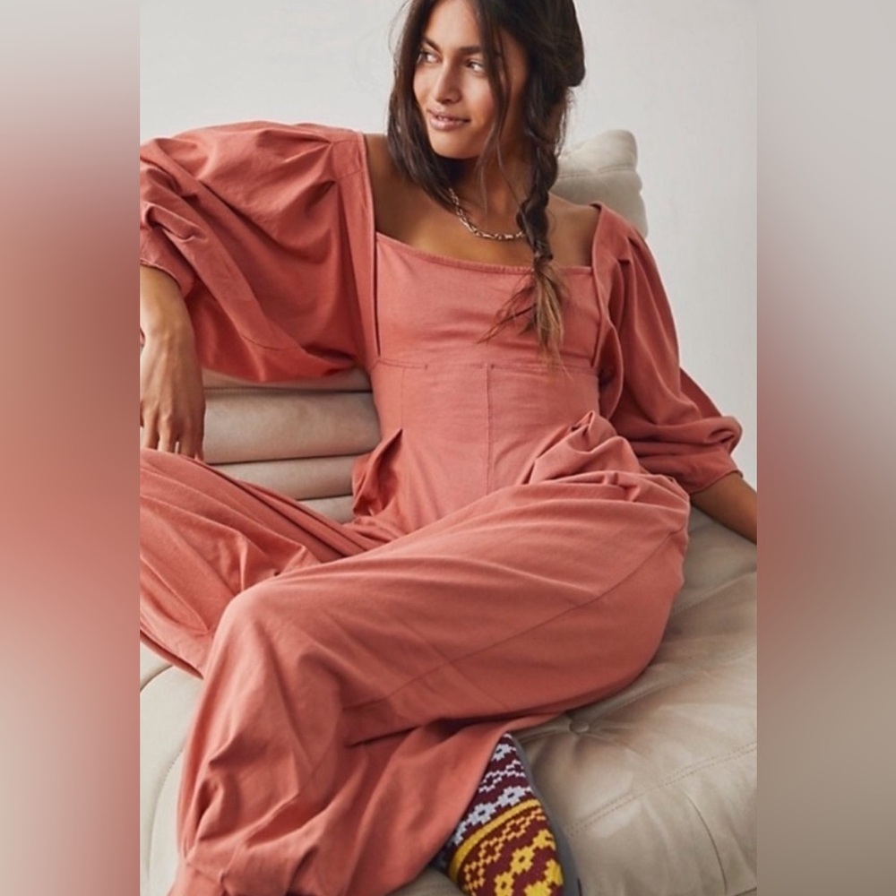 Free People Clay Puff Sleeve Jumpsuit
